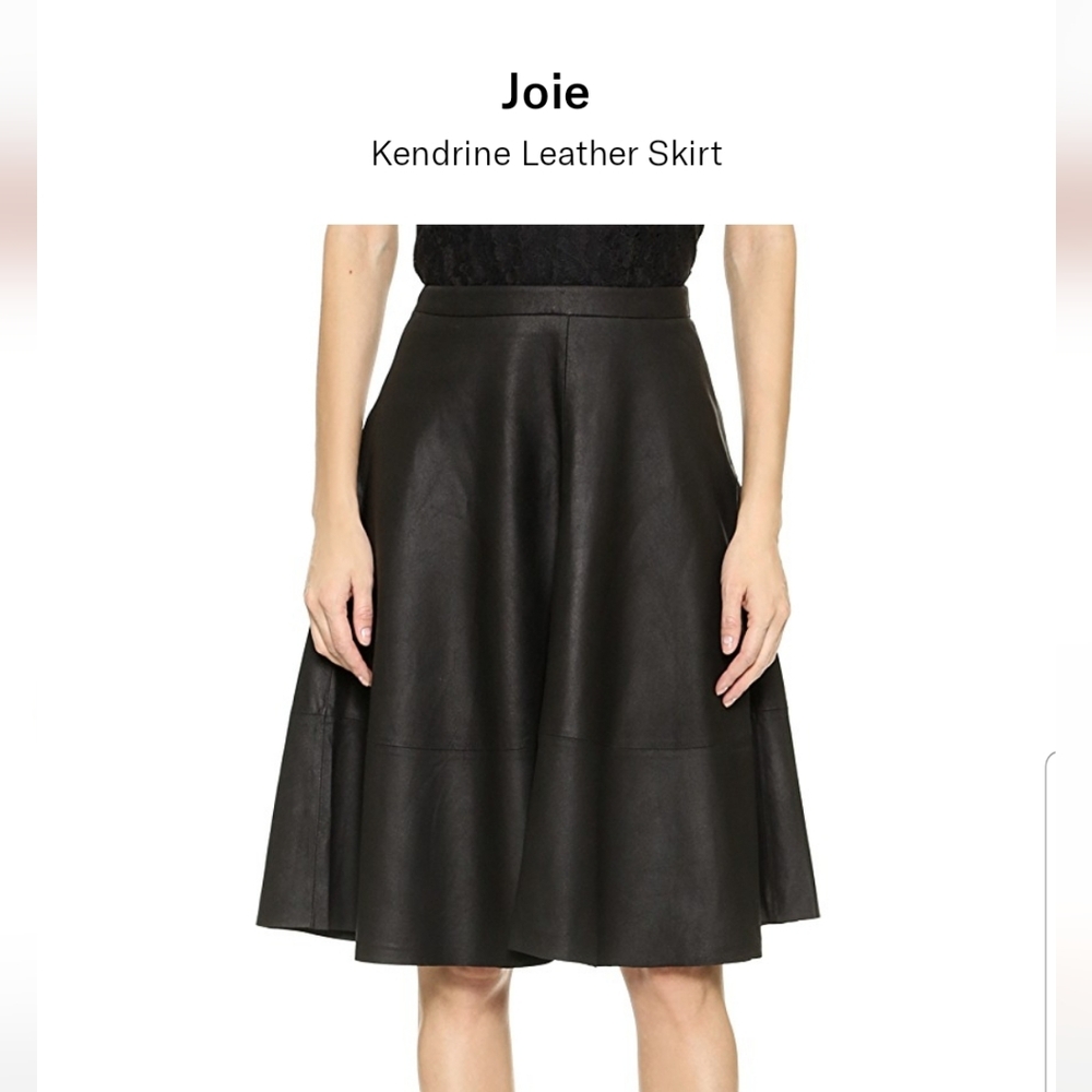 Joie Black Lambskin A-Line Knee-Length Skirt Genuine Leather